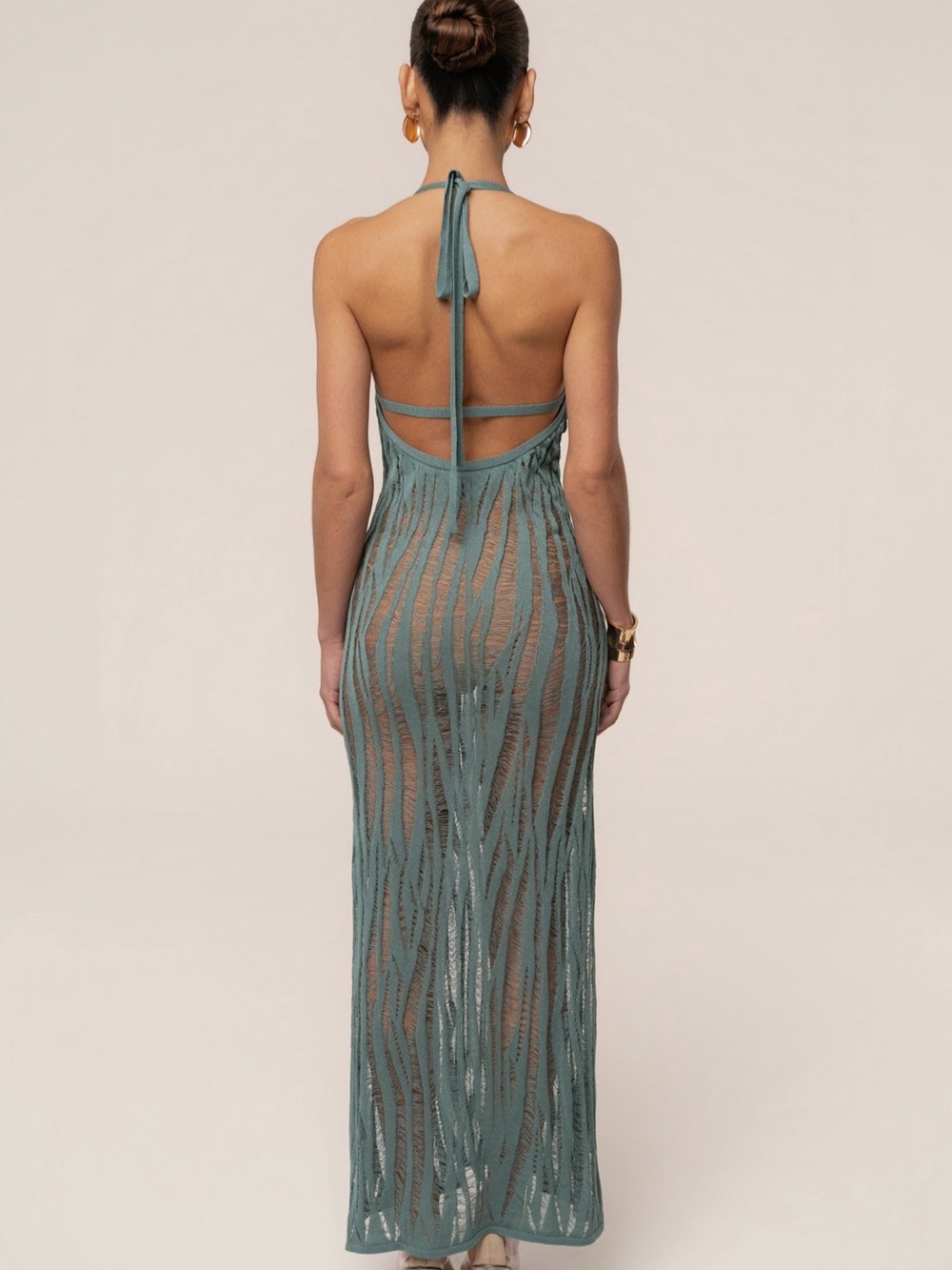 JLUXLABEL Dusty Green Nocturnal Waves Maxi Dress - Picture 2 of 6